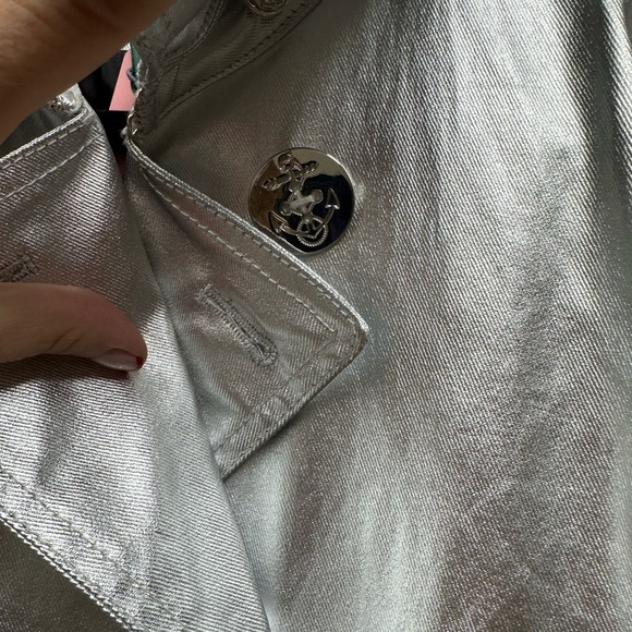 Lauren Jeans Company Ralph Lauren Metallic Silver Double-Breasted Jacket Large - Picture 7 of 8
